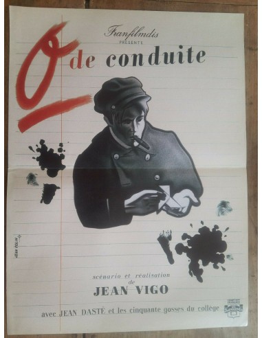 Affiche ZERO DE CONDUITE Jean VIGO Jean COLIN Jean DASTE  40x60cm ou a consommer sur place