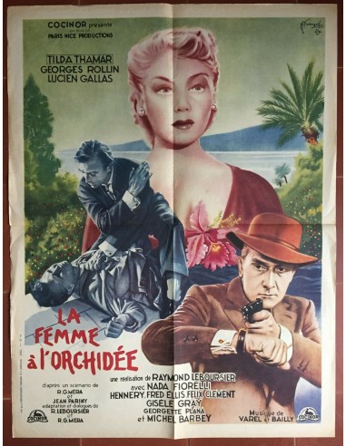 Affiche LA FEMME A L'ORCHIDEE Georges Rollin TILDA THAMAR Film-Noir 60x80cm acheter