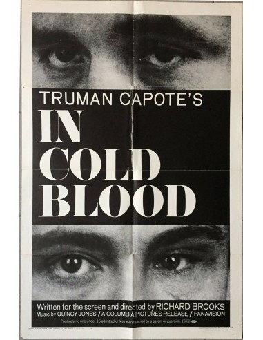 Affiche américaine DE SANG-FROID In cold Blood TRUMAN CAPOTE Robert Blake * solde