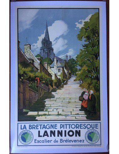 Affiche Tourisme LA BRETAGNE PITTORESQUE LANNION Toussaint 62x100cm 1930 d'Europe débarque