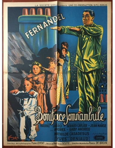 Affiche BONIFACE SOMNAMBULE Maurice Labro FERNANDEL Paris ANDREX 60x80cm la colonne vertébrale