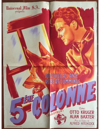 Affiche CINQUIEME COLONNE Saboteur ALFRED HITCHCOCK Robert Cummings 60x80cm en ligne des produits 