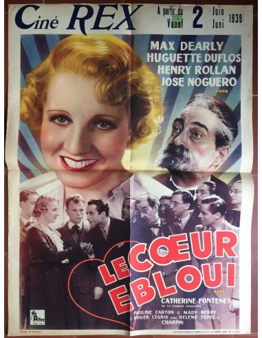 Affiche Belge LE COEUR EBLOUI Max Dearly HUGUETTE DUFLOS Jean Vallée 60x80cm Toutes les collections ici