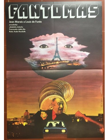 Affiche Tchèque FANTOMAS Jean Marais LOUIS DE FUNES Mylène Demongeot 58x83cm pas cher 