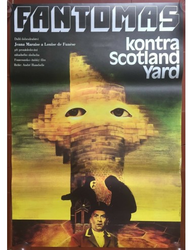 Affiche Tchèque FANTOMAS CONTRE SCOTLAND YARD Jean Marais LOUIS DE FUNES 58x83cm l'évolution des habitudes 