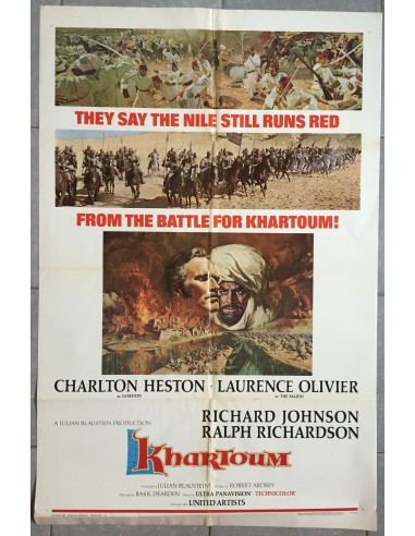 Affiche KHARTOUM Basil Dearden CHARLTON HESTON Laurence Olivier Aff. US basket pas cher