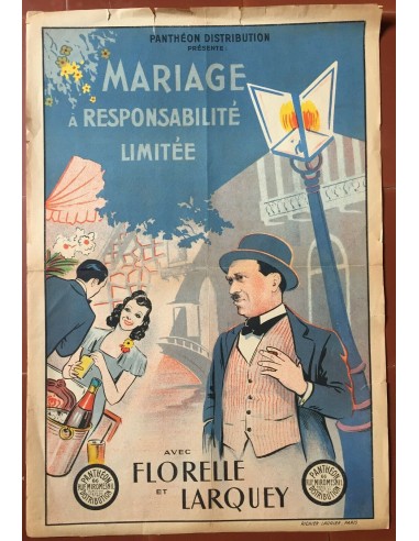 Affiche MARIAGE A RESPONSABILITE LIMITEE Pierre Larquey FLORELLE 40x60cm 1934 de pas cher