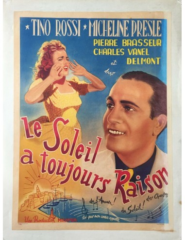 Affiche Belge LE SOLEIL A TOUJOURS RAISON Micheline Presle TINO ROSSI 1943 l'achat 