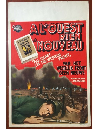 Affiche Belge A L'OUEST RIEN DE NOUVEAU All Quiet on the Western Front MILESTONE Amélioration de cerveau avec