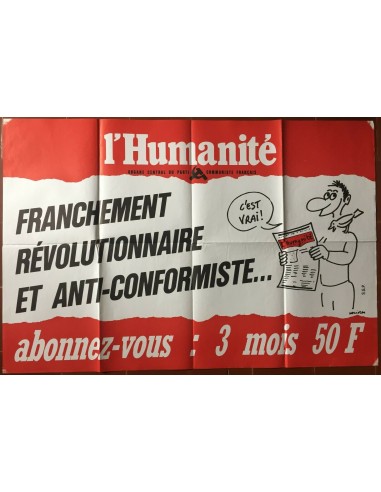 Affiche L'HUMANITE REVOLUTIONNAIRE Parti Communiste WOLINSKI Presse 80x120cm les muscles