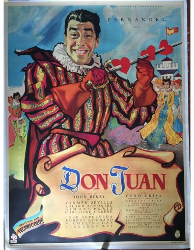 Affiche entoilée DON JUAN Carmen Sevilla FERNANDEL John Berry 120x160cm les ligaments