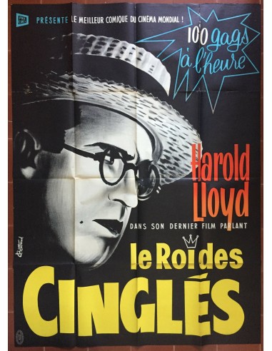 Affiche LE ROI DES CINGLES Movie Crazy HAROLD LLOYD 120x160cm * en linge