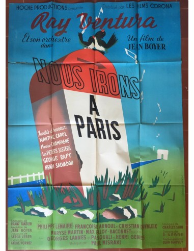 Affiche NOUS IRONS A PARIS Jean Boyer RAY VENTURA Philippe Lemaire 120x160cm b * de pas cher