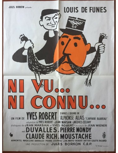 Affiche NI VU NI CONNU Yves Robert LOUIS DE FUNES Noelle Adam 60x80cm * de pas cher