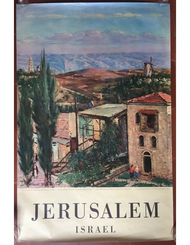 Affiche Tourisme JERUSALEM ISRAEL Ville Saint Monts de Moab BLUM 62x99cm 1962 de France