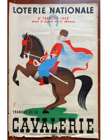 Affiche LOTERIE NATIONALE Tranche de la Cavalerie DEROUET-LESACQ Cheval 1940 de pas cher