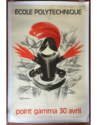 Affiche entoilée ECOLE POLYTECHNIQUE POINT GAMMA Roger Excoffon 78x120cm 60's Economisez 