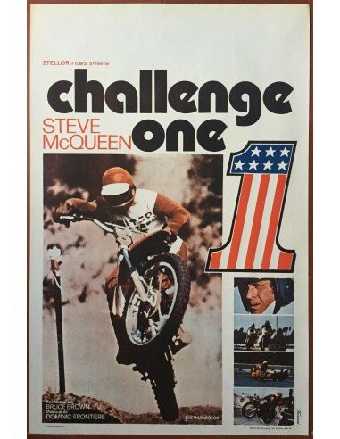 Affiche Belge CHALLENGE ONE On any Sunday STEVE McQUEEN Moto BRUCE BROWN 37x55cm acheter en ligne