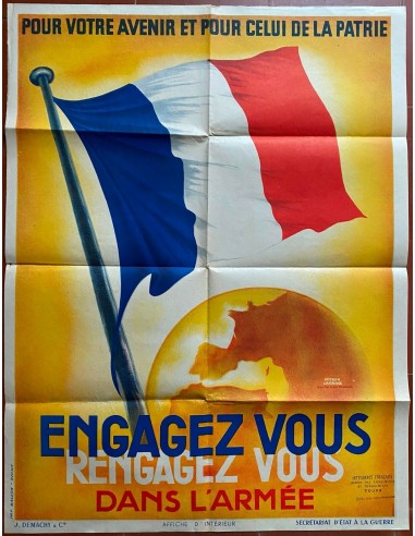 Affiche Guerre WWII ENGAGEZ-VOUS RENGAGEZ-VOUS DANS L'ARMEE Veyron-Lacroix 1939 store