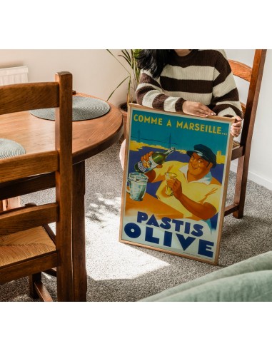 Affiche “Comme à Marseille… Pastis Olive” les muscles