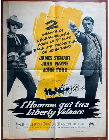 Affiche L'HOMME QUI TUA  LIBERTY VALANCE John Ford JOHN WAYNE James Stewart 1962 est présent 