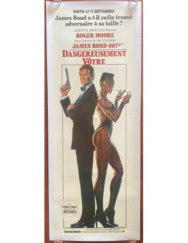 Affiche entoilée DANGEREUSEMENT VOTRE A view to a kill JAMES BOND Roger Moore 60x160cm 1985 vous aussi creer 