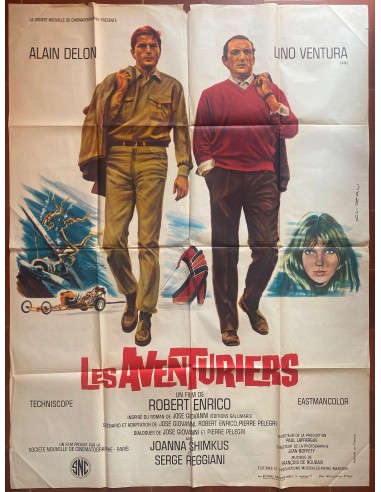 Affiche LES AVENTURIERS Robert Enrico ALAIN DELON Lino Ventura 120x160cm 1967 solde