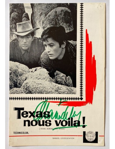 Dossier de presse TEXAS NOUS VOILA avec autographe ALAIN DELON 1966 En savoir plus