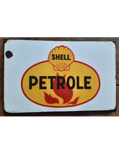 Ancienne plaque émaillée SHELL Petrole huile moteurs pneu automobile 47x30cm l'évolution des habitudes 