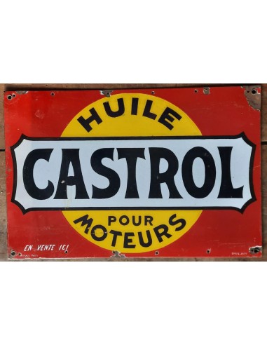 Ancienne plaque émaillée CASTROL Huile pour Moteurs pneu automobile garage 60x40cm votre restaurant rapide dans 