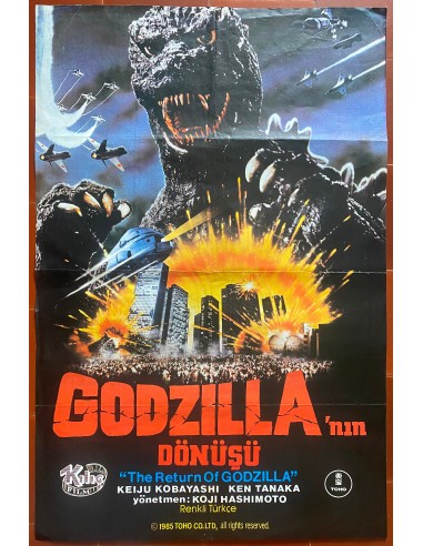 Affiche turque LE RETOUR DE GODZILLA Koji Hashimoto KEIJU KOBAYASHI 66x99cm 1985 sur le site 