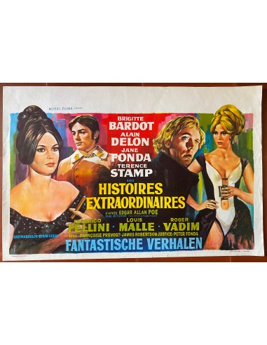 Affiche belge HISTOIRES EXTRAORDINAIRES Alain Delon BRIGITTE BARDOT 36x54cm 1968 sélection de produits