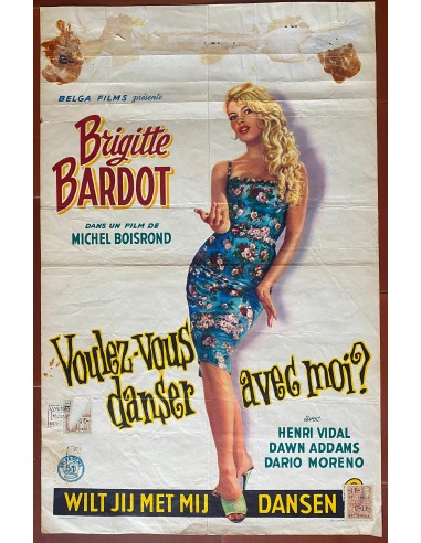 Affiche belge VOULEZ-VOUS DANSER AVEC MOI Brigitte Bardot 35x56cm 1959 pas cher chine