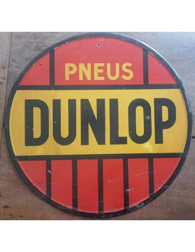 Ancienne Plaque Tole lithographiée Pneus DUNLOP automobilia huile 1959 49cm brillant des détails fins